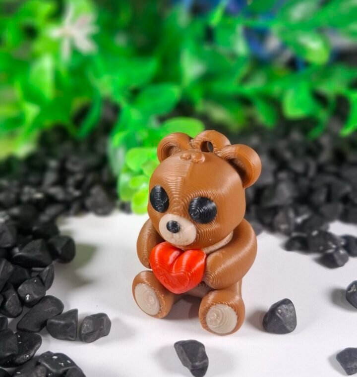 Bear Red Heart Keychain
